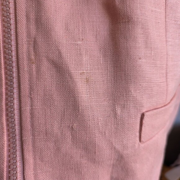 David Brooks Womens Medium Jacket 100% Linen Shell Full Zip Pink Deadstock USA - Picture 8 of 9